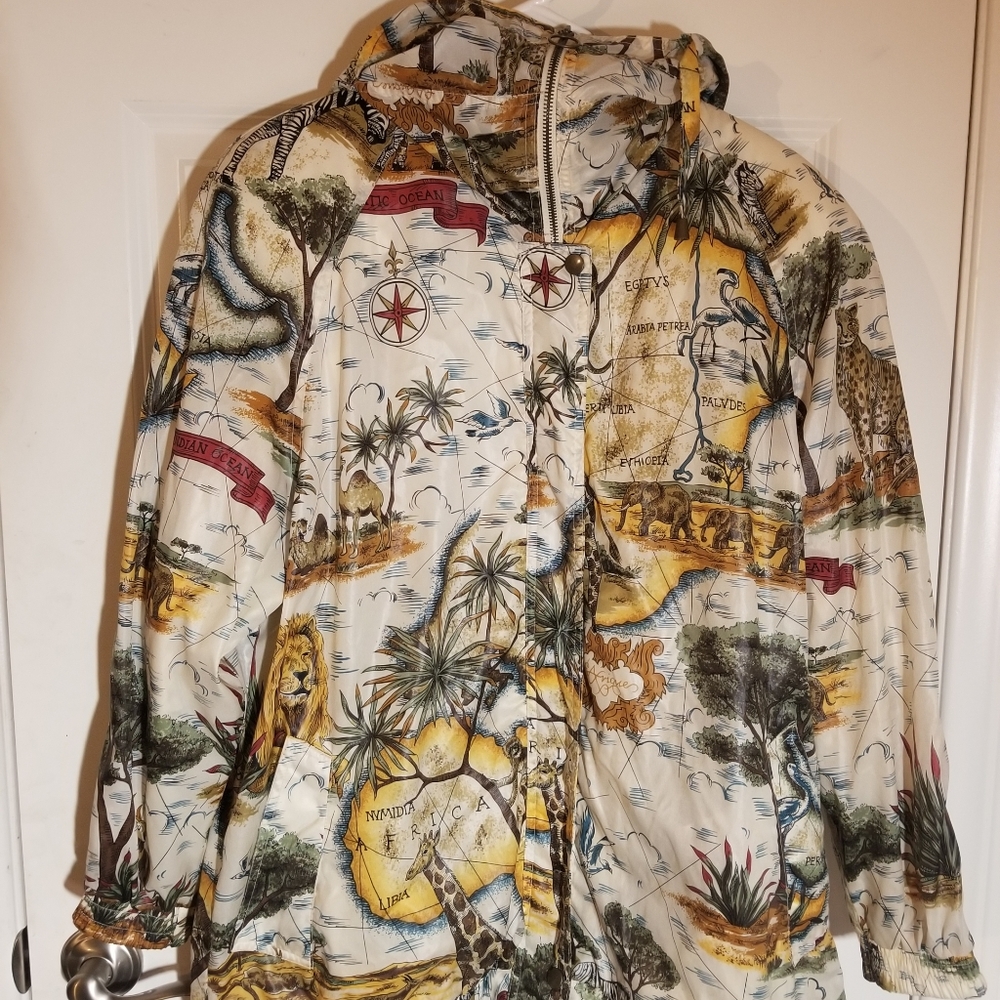 Fleet Street Windbreaker Animal Print Women Small